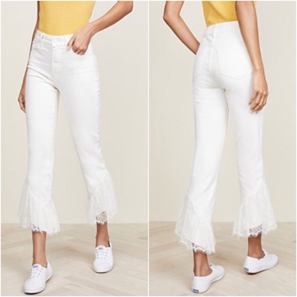 ruffle hem jeans white